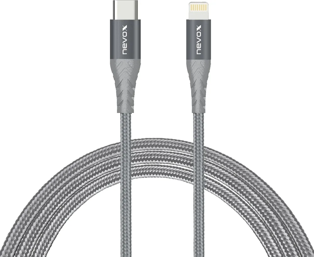 Nevox Braided USB 2.0 Cable USB-C male - Lightning Γκρι 1m (LC-1885) - Image 1