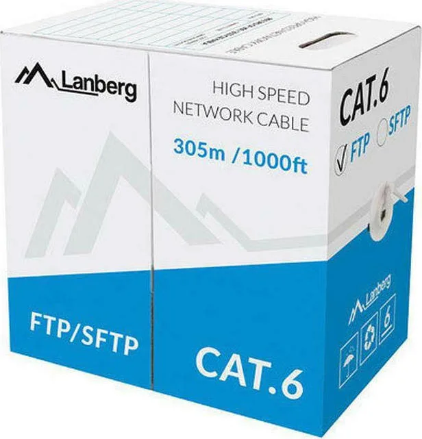 Lanberg S/FTP Cat.6 Καλώδιο Δικτύου Ethernet χωρίς ακροδέκτες 305m Γκρι 1τμχ LCF6-11CU-0305-S - Image 1