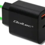 Qoltec Φορτιστής Χωρίς Καλώδιο με Θύρα USB-A και Θύρα USB-C 18W Power Delivery / Quick Charge 3.0 Μαύρος (51713)