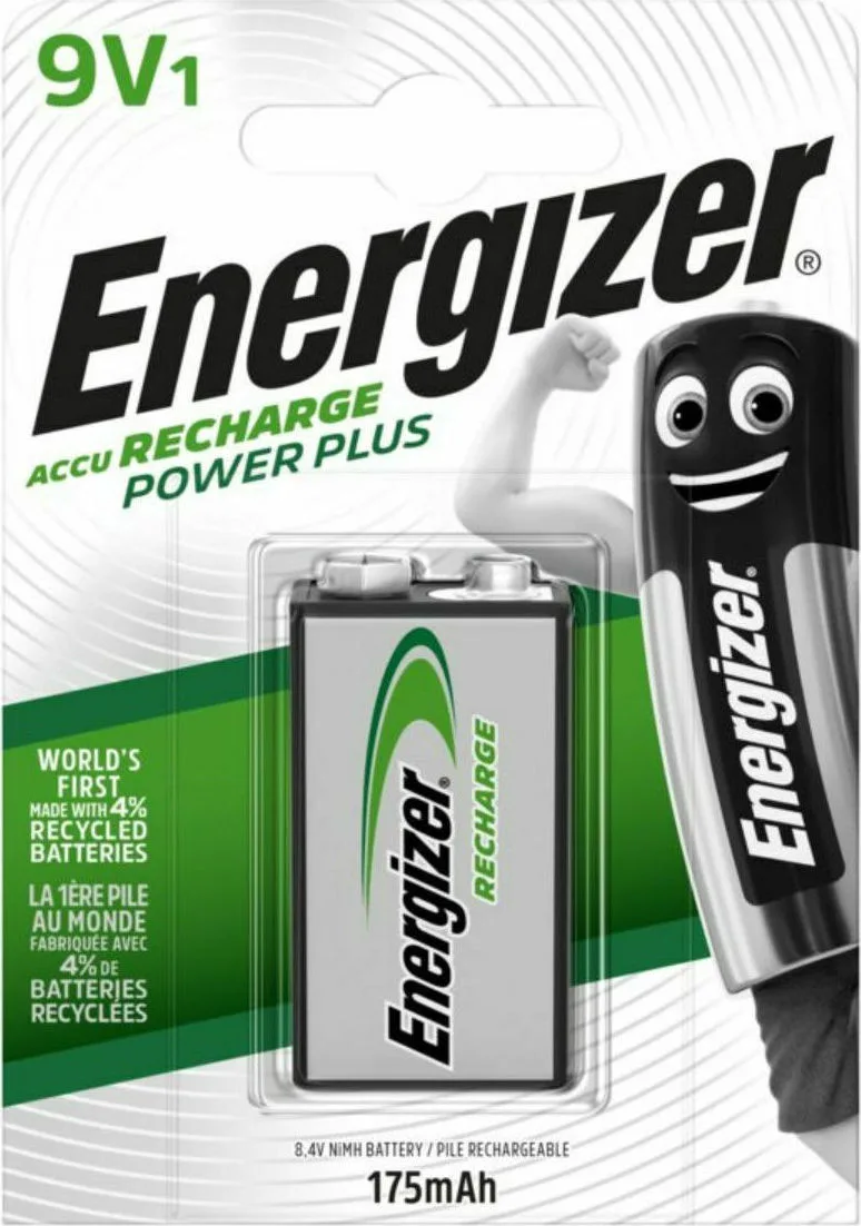 20211013085322_energizer_power_plus_epanafortizomeni_mpataria_9v_ni_mh_175mah_1tmch Energizer Power Plus Επαναφορτιζόμενη Μπαταρία 9V Ni-MH 175mAh 1τμχ - Image 1