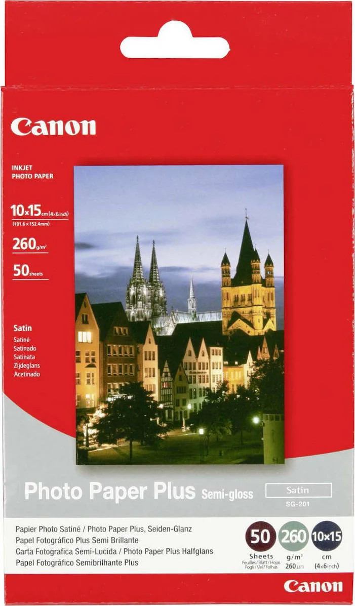 Canon SG-201 Φωτογραφικό Χαρτί Plus A6 (10x15) 260gr/m² για Εκτυπωτές Inkjet 50 Φύλλα (1686B015) - Image 1