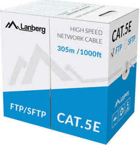 Lanberg F/UTP Cat.5e Καλώδιο Δικτύου Ethernet χωρίς ακροδέκτες 305m Γκρι 1τμχ LCF5-11CU-0305-S - Image 1