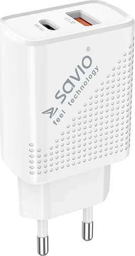 Savio Φορτιστής Χωρίς Καλώδιο με Θύρα USB-A και Θύρα USB-C Λευκός (LA-04) - Image 1