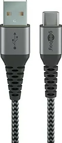 Goobay Braided USB 2.0 Cable USB-C male - USB-A 60W Γκρι 1m 49296 - Image 1