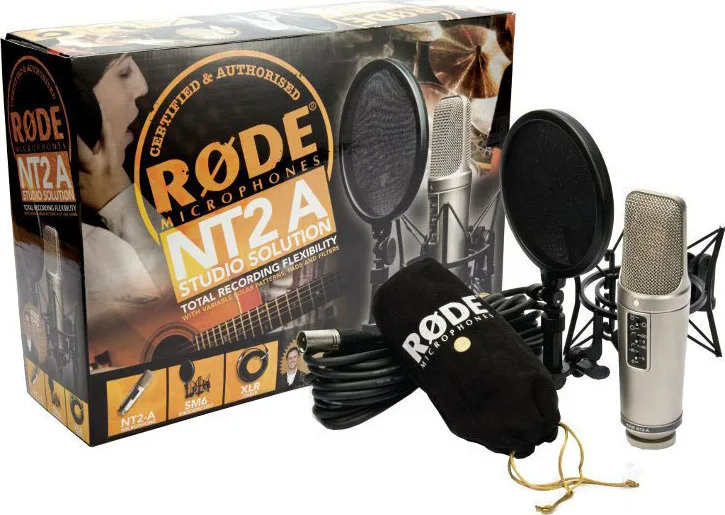 20211103124330_rode_pyknotiko_mikrofono_me_vysma_xlr_nt2_a_topothetisi_shock_mounted_clip_on_fonis Rode NT2-A Σετ Πυκνωτικό Μικρόφωνο XLR Shock Mounted για Φωνητικά σε Χρυσό Χρώμα - Image 1