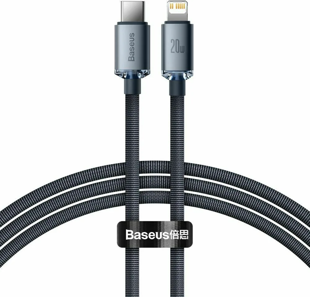 Baseus Crystal Shine Braided USB-C to Lightning Cable 20W Μαύρο 1.2m (CAJY000201) - Image 1