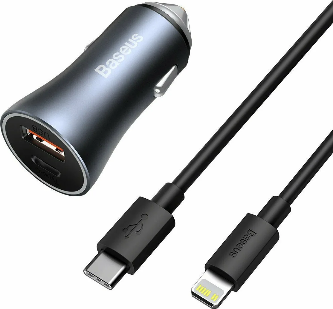 20211110152019_baseus_fortistis_aytokinitou_gri_grigoris_fortisis_me_thyres_1xusb_1xtype_c_mazi_me_kalodio_lightning_tzccjd_b0g Baseus Φορτιστής Αυτοκινήτου Γρήγορης Φόρτισης με Θύρες: 1xUSB 1xType-C μαζί με Καλώδιο Lightning Γκρι Χρώμα TZCCJD-B0G - Image 1