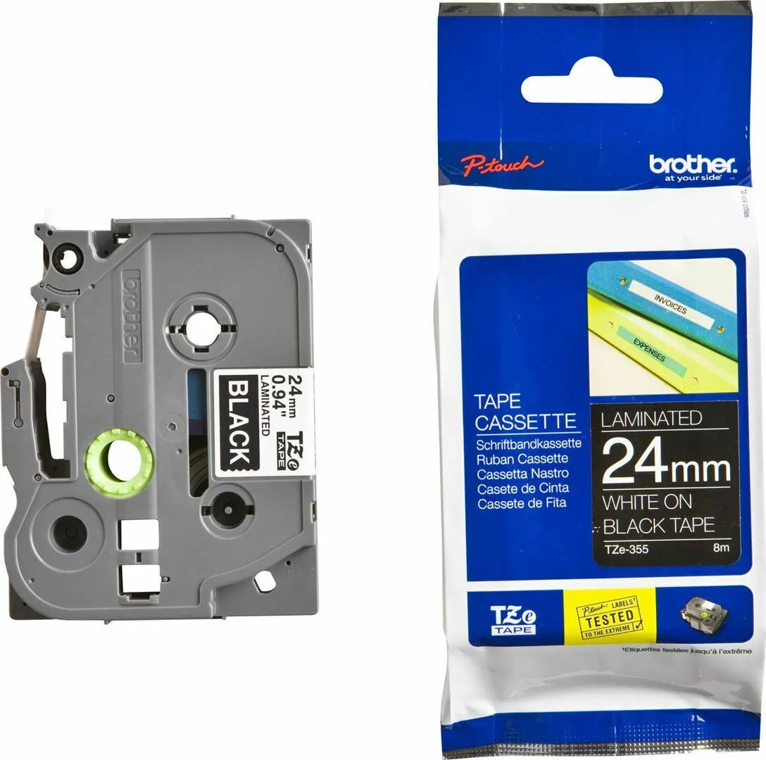 Brother TZE-355 Ταινία Ετικετογράφου 8m x 24mm σε Μαύρο Χρώμα TZE-355 - Image 1
