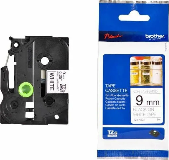Brother TZe-N221 Ταινία Ετικετογράφου 8m x 9mm σε Λευκό Χρώμα TZE-N221 - Image 1