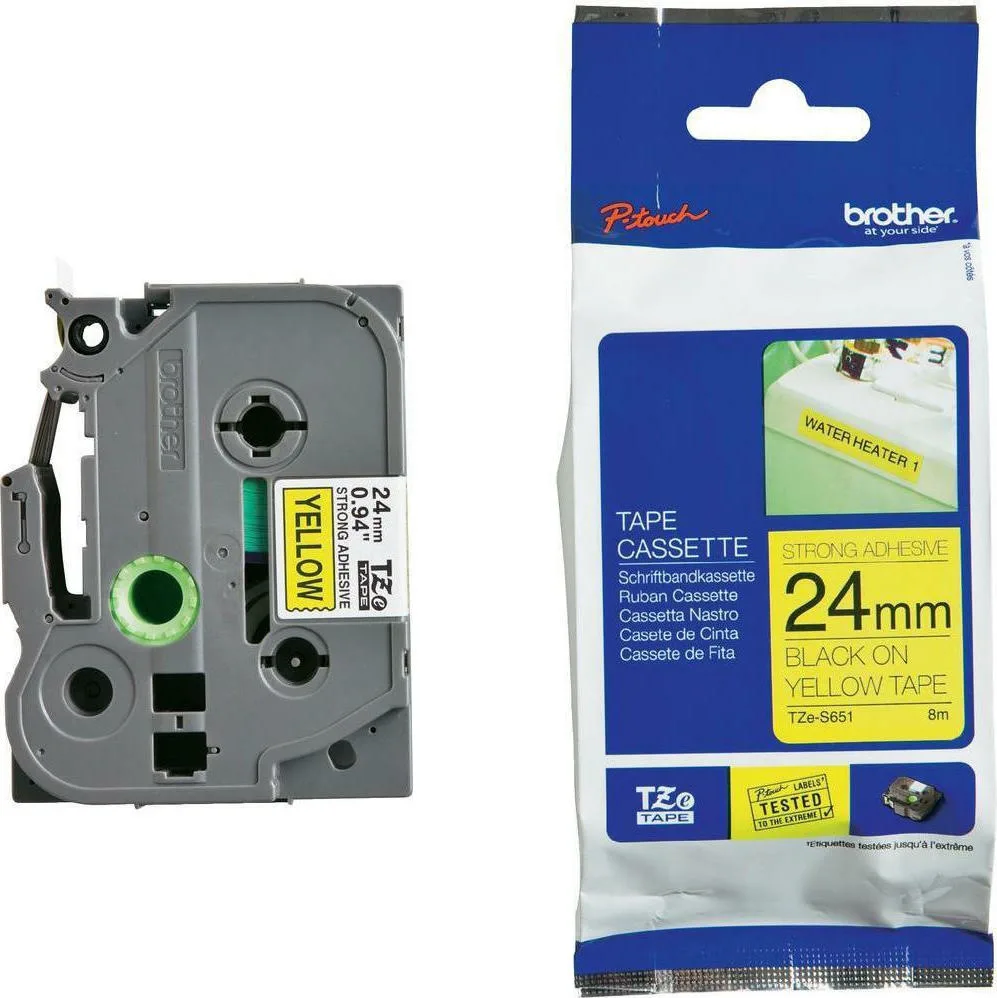 Brother TZE-S651 Ταινία Ετικετογράφου 8m x 24mm σε Κίτρινο Χρώμα TZE-S651 - Image 1