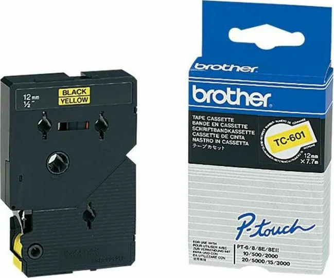Brother TC-601 Ταινία Ετικετογράφου 7.7m x 12mm σε Κίτρινο Χρώμα TC-601 - Image 1