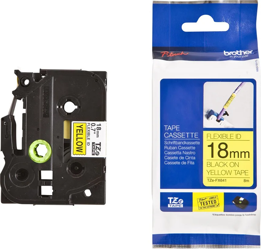 Brother TZE-FX641 Ταινία Ετικετογράφου 8m x 18mm σε Κίτρινο Χρώμα TZE-FX641 - Image 1