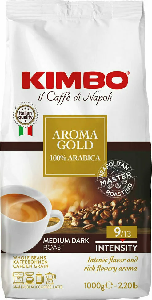 Kimbo Καφές Espresso Arabica Aroma Gold σε Κόκκους 1kg - Image 1