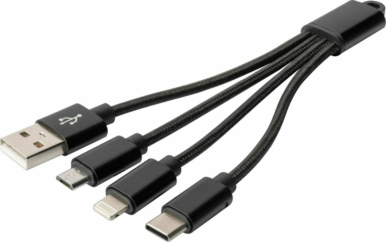 Digitus Keychain USB to Lightning / Type-C / micro USB Cable 2A Μαύρο 0.15m DB-300160-002-S - Image 1