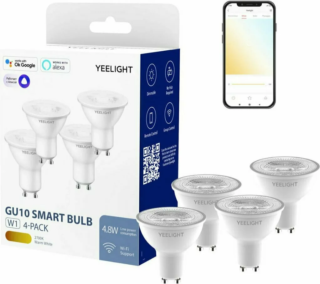 Yeelight Smart Λάμπες YLDP004 LED 4.8W για Ντουί GU10 Θερμό Λευκό 350lm Dimmable 4τμχ YLDP004 - Image 1