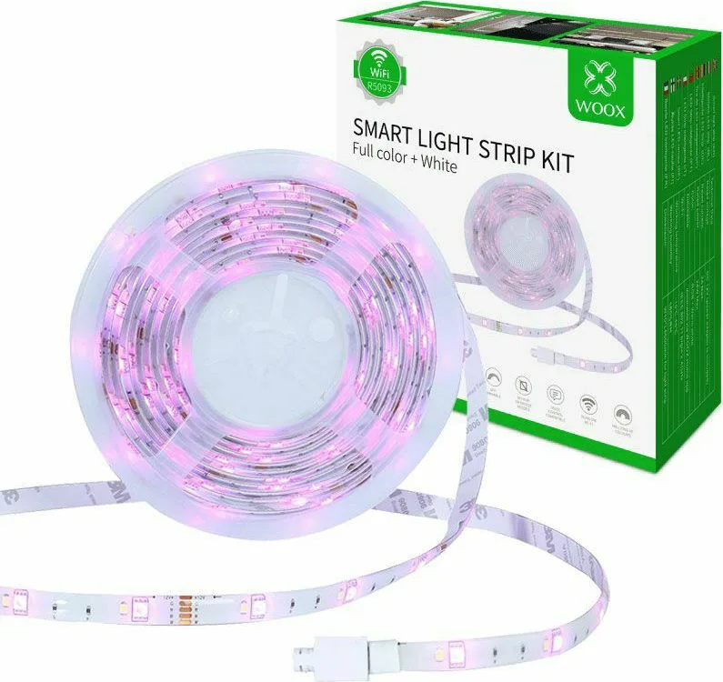 Woox Αδιάβροχη Smart Ταινία LED Wi-Fi 12V RGBW Φως 5m Τύπου SMD5050 με Τροφοδοτικό & WiFi Controller R5093 - Image 1