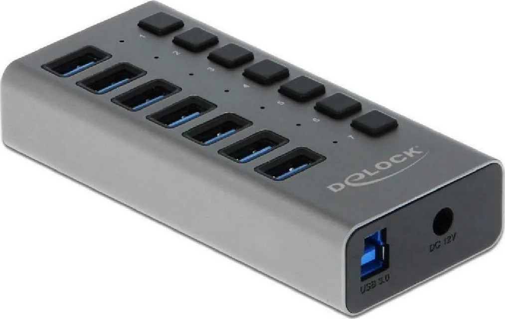 20211207165307_delock_external_superspeed_usb_3_0_hub_with_7_ports_switch DeLock USB 3.0 Hub 7 Θυρών με σύνδεση USB-A & Θύρα Φόρτισης και Εξωτερική Παροχή Ρεύματος (63669) - Image 1
