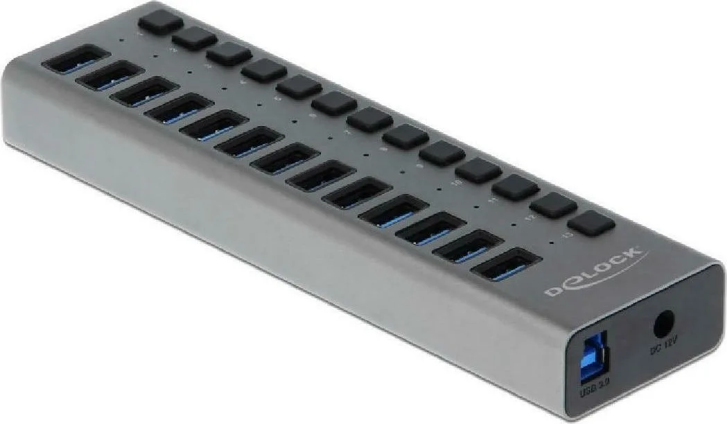 DeLock USB 3.0 Hub 13 Θυρών με σύνδεση USB-A & Θύρα Φόρτισης και Εξωτερική Παροχή Ρεύματος (63738) - Image 1