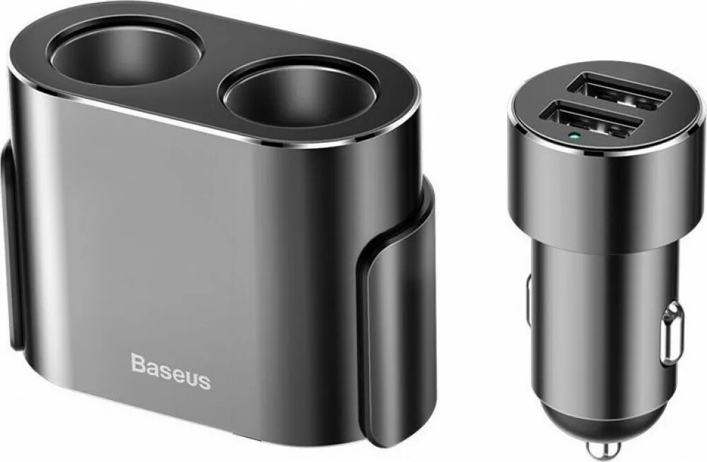 Baseus High Efficiency 2in1 Φορτιστής Αυτοκινήτου 3.1A με Θύρες: 2xUSB 2xΑναπτήρα Μαύρο Χρώμα CRDYQ-01 - Image 1