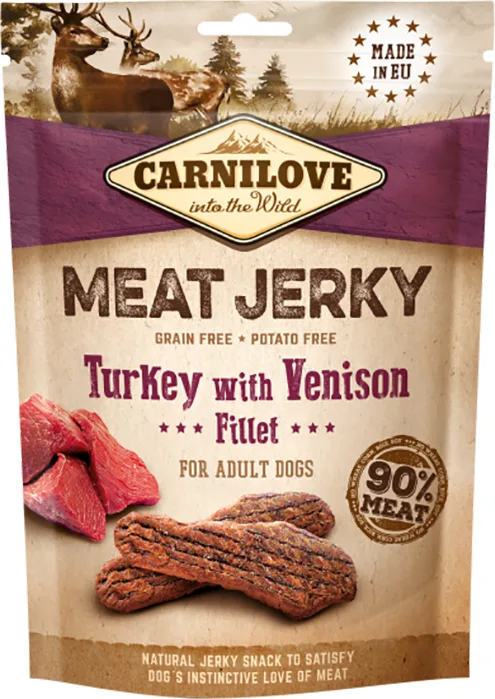 20211209170042_carnilove_meat_jerky_lichoudies_skylou_me_galopoula_elafi_100gr Carnilove Meat Jerky Λιχουδιές Σκύλου με Γαλοπούλα και Ελάφι 100gr - Image 1