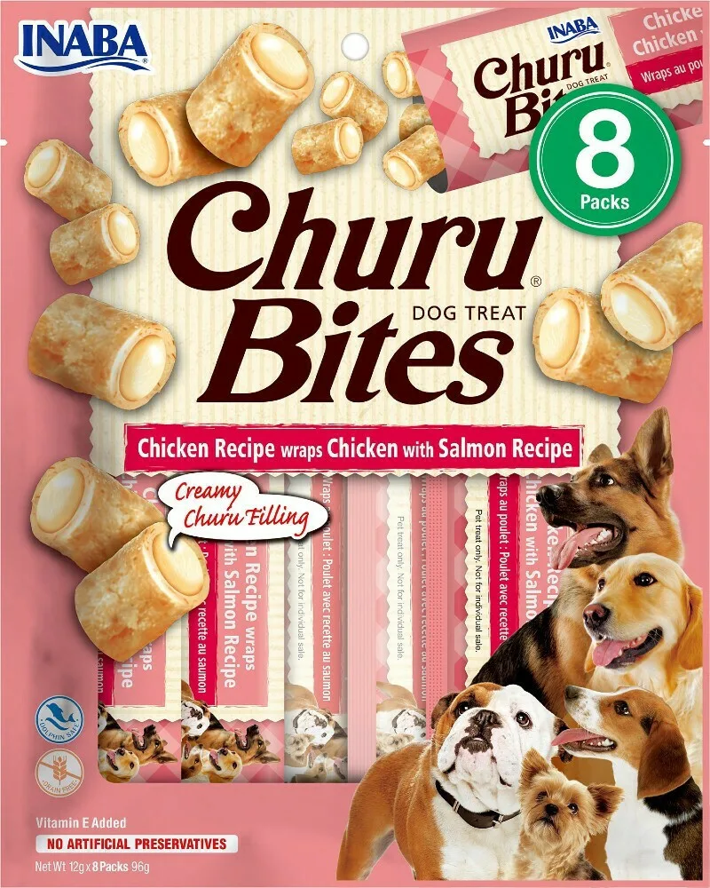 Inaba Churu Dog Bites Λιχουδιά Σκύλου χωρίς Σιτηρά με Κοτόπουλο και Σολομό 12gr 8τμχ IND723 - Image 1