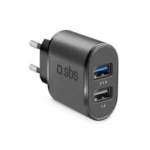 SBS Φορτιστής Χωρίς Καλώδιο με 2 Θύρες USB-A 10W Μαύρος (LB13462213)