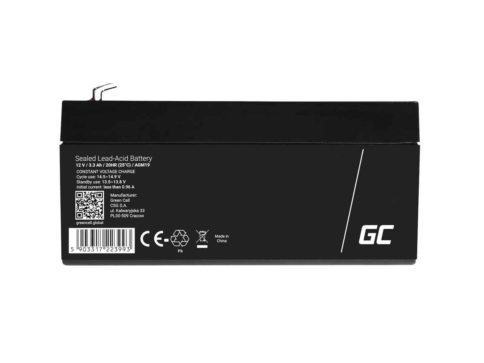 Green Cell Μπαταρία UPS με Χωρητικότητα 3.3Ah και Τάση 12V AGM19 - Image 1