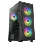 Aerocool Falcon-A-BK-V1 Gaming Midi Tower Κουτί Υπολογιστή με Πλαϊνό Παράθυρο και RGB Φωτισμό Μαύρο