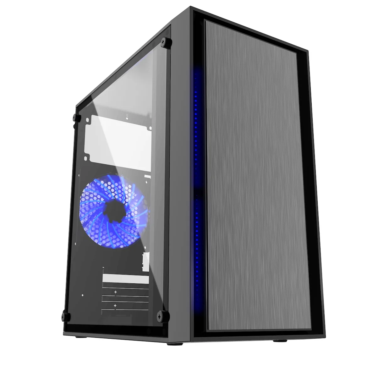 Gembird Fornax 960B Gaming Midi Tower Κουτί Υπολογιστή με Πλαϊνό Παράθυρο Blue LED Fans - Image 1