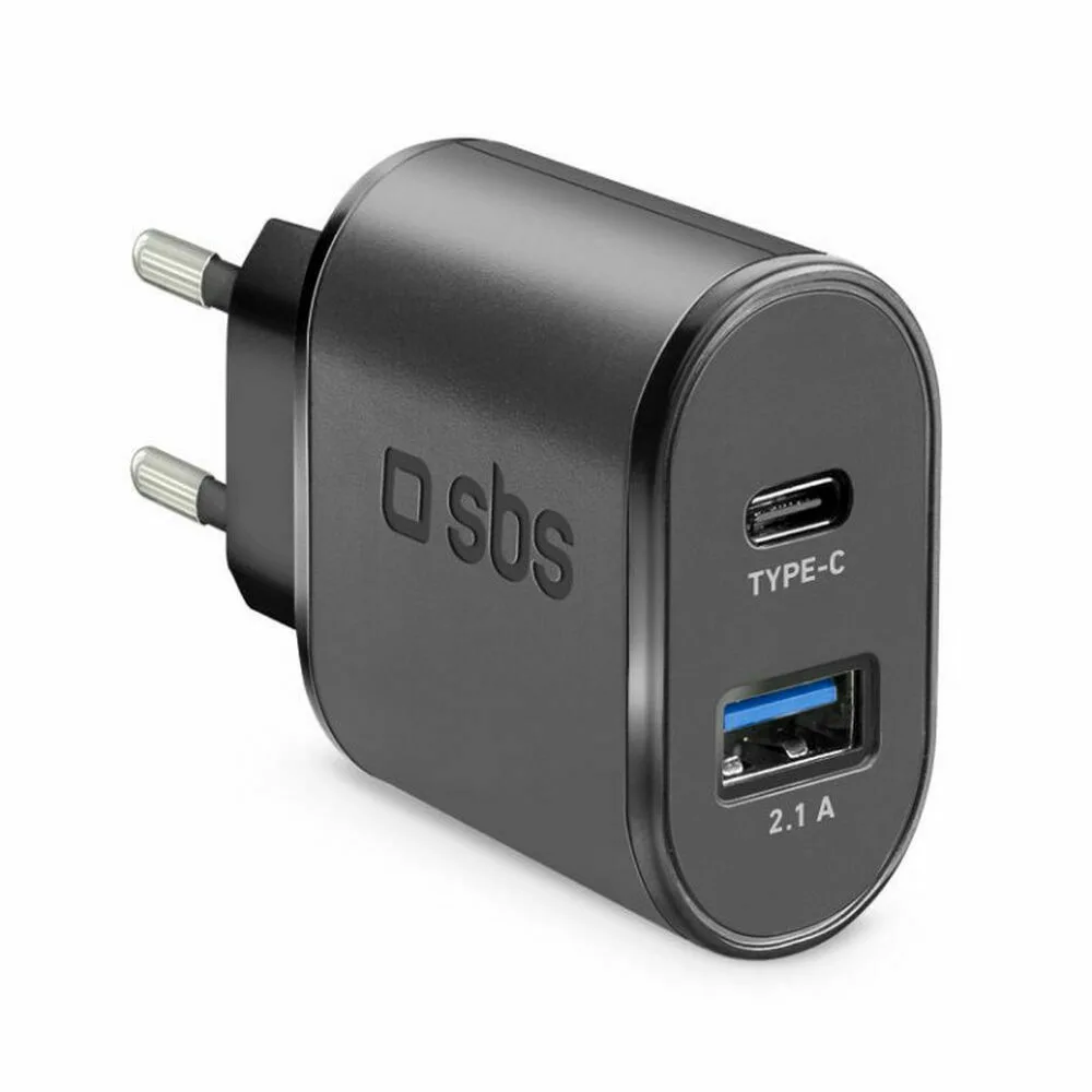 20220131113714_sbs_fortistis_choris_kalodio_me_thyra_usb_a_kai_thyra_usb_c_15w_power_delivery_mayros_tetravusbtc2afast SBS Φορτιστής Χωρίς Καλώδιο με Θύρα USB-A και Θύρα USB-C 15W Power Delivery Μαύρος (TETRAVUSBTC2AFAST) - Image 1