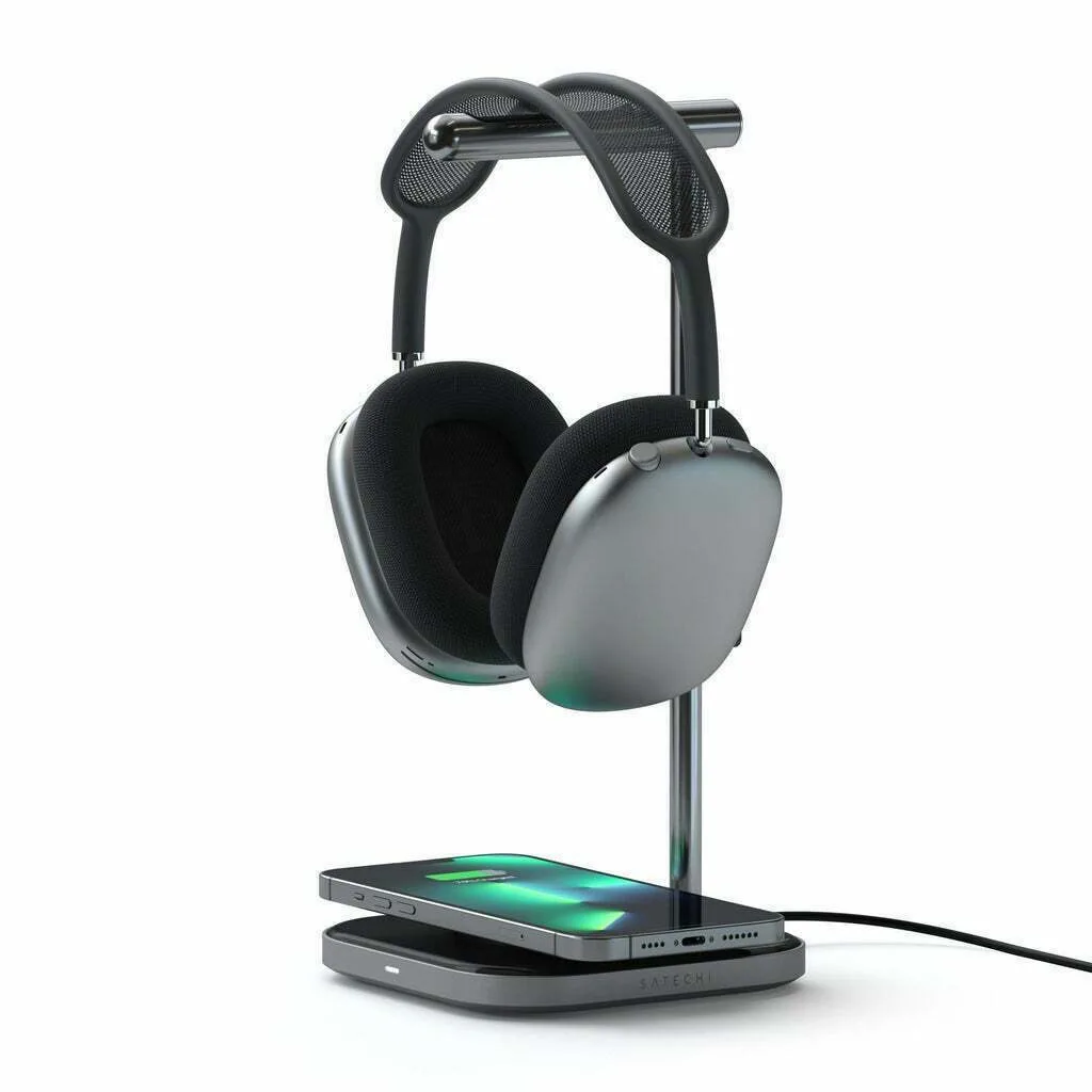 Satechi 2-in-1 Headphone Stand With Wireless Charger Επιτραπέζια με Φωτισμό Led Γκρι - Image 1