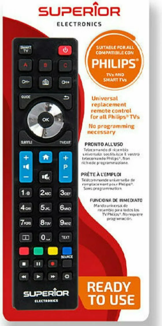 20220209103930_superior_tilecheiristirio_ready_to_use_gia_tileoraseis_philips Superior Electronics Συμβατό Τηλεχειριστήριο Ready to Use για Τηλεοράσεις Philips - Image 1