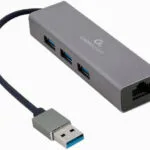 Cablexpert USB 3.0 Hub 3 Θυρών με σύνδεση USB-A Γκρι (A-AMU3-LAN-01)