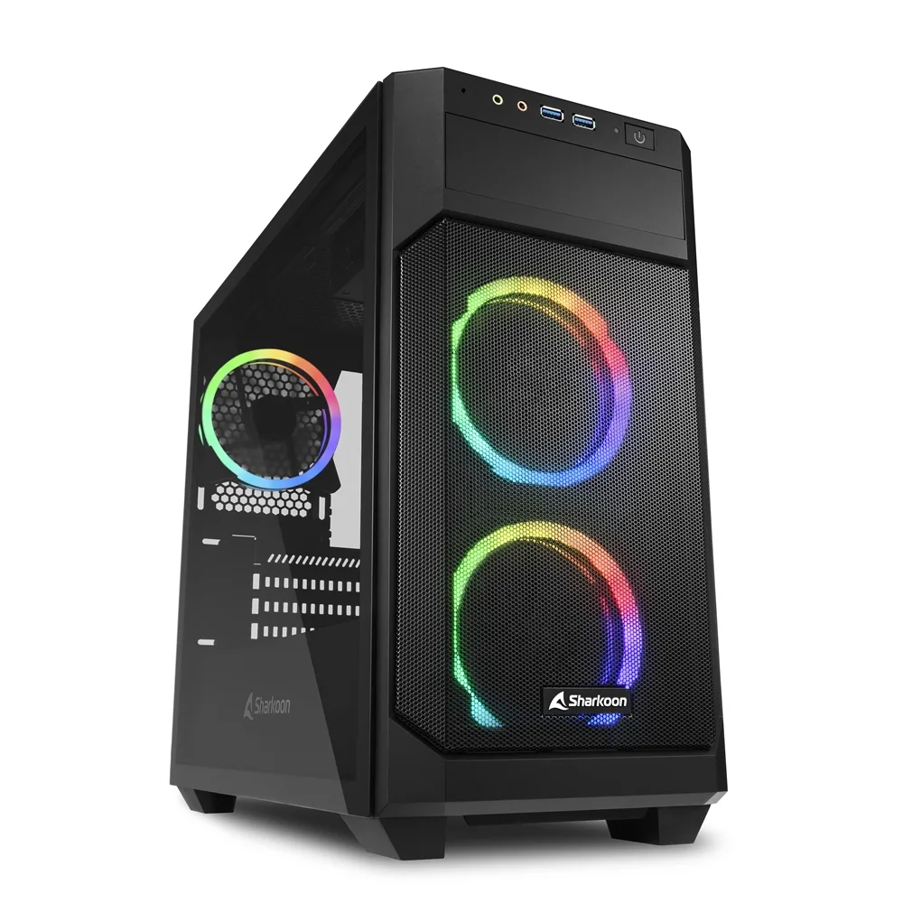Sharkoon V1000 RGB Gaming Mini Tower Κουτί Υπολογιστή με Πλαϊνό Παράθυρο Μαύρο - Image 1