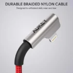 Aukey CB-AL01 Angle (90°) / Braided USB to Lightning Cable Κόκκινο 2m