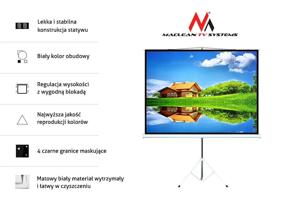 Maclean Energy MC-608 Οθόνη Προβολής Projector Δαπέδου MC-608 με Λόγο Εικόνας 4:3 240x180cm / 120" - Image 1