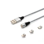 Savio Magnetic USB to Lightning / Type-C / micro USB Cable Ασημί 2m (CL-156)