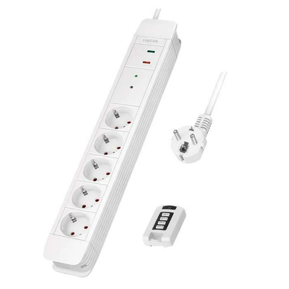 LogiLink LPS402 Πολύπριζο Aσφαλείας 5 Θέσεων με Διακόπτη και Καλώδιο 1.5m LPS402 - Image 1