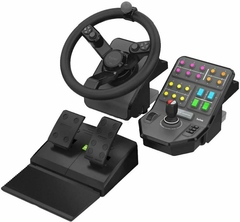 Logitech G Saitek Farm Sim Controller Bundle Τιμονιέρα με Μοχλό Ταχυτήτων και Πετάλια για PC με 900° Περιστροφής - Image 1