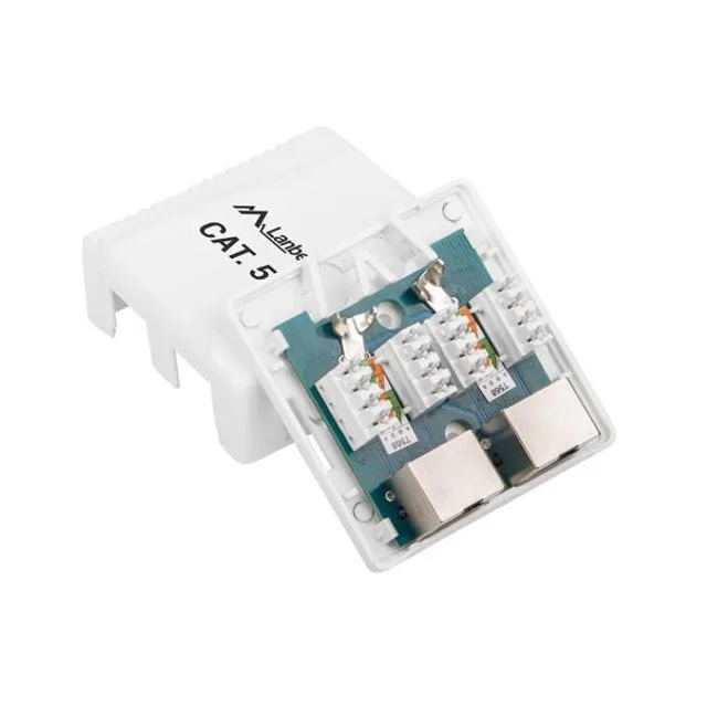 Lanberg Διπλή Εξωτερική Πρίζα Δικτύου RJ45 Τύπου Cat5 σε Λευκό Χρώμα OS5-0002-W - Image 1