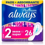 Always Platinum Super Σερβιέτες με Φτερά Νυκτός Μέγεθος 2 26τμχ