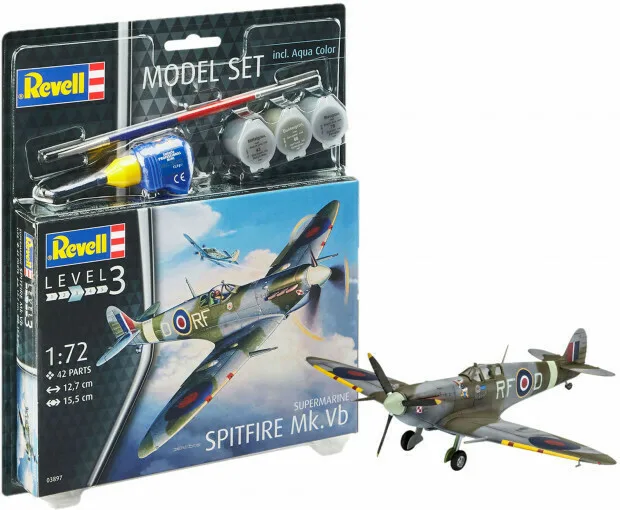 Revell Φιγούρα Μοντελισμού Αεροπλάνο Complete Plane Model Spitfire Mk. Vb 42 Κομματιών σε Κλίμακα 1:72 με Κόλλα και Χρώματα 12.7x15.5εκ. 63897 - Image 1