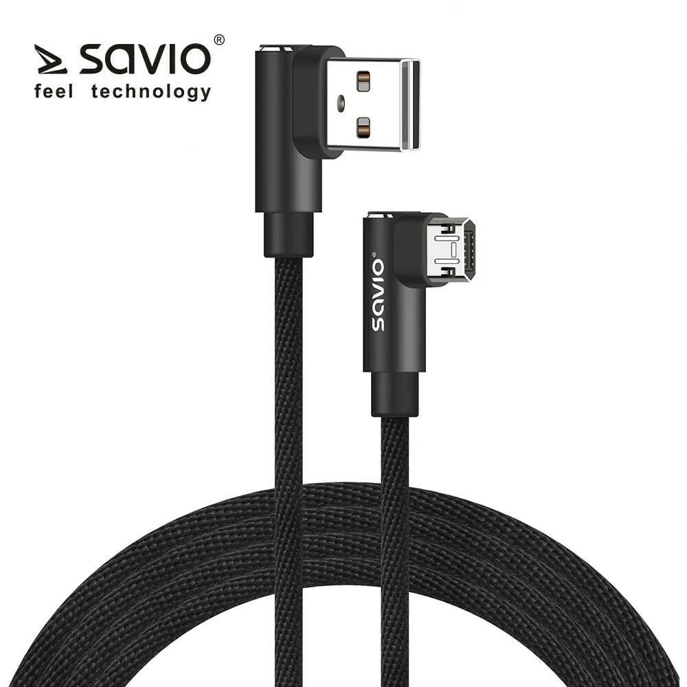 Savio Reversible Braided USB 2.0 to micro USB Cable Μαύρο 2m (CL-162) - Image 1