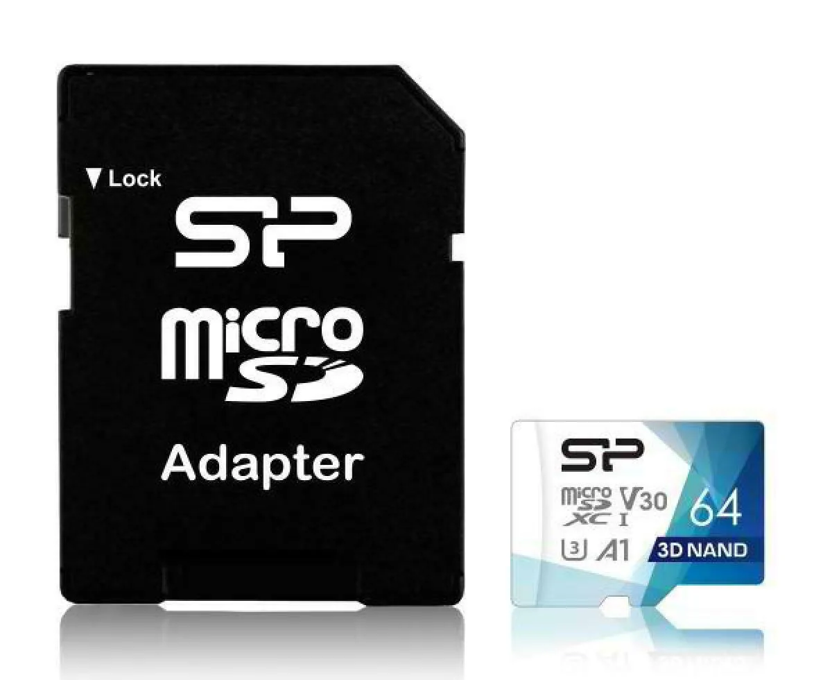 Silicon Power Superior Pro microSDXC 64GB Class 10 U3 V30 A1 UHS-III με αντάπτορα - Image 1