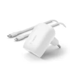 Belkin Φορτιστής με Θύρα USB-C και Καλώδιο USB-C - Lightning 30W Power Delivery Λευκός (WCA005VF1MWH-B5)