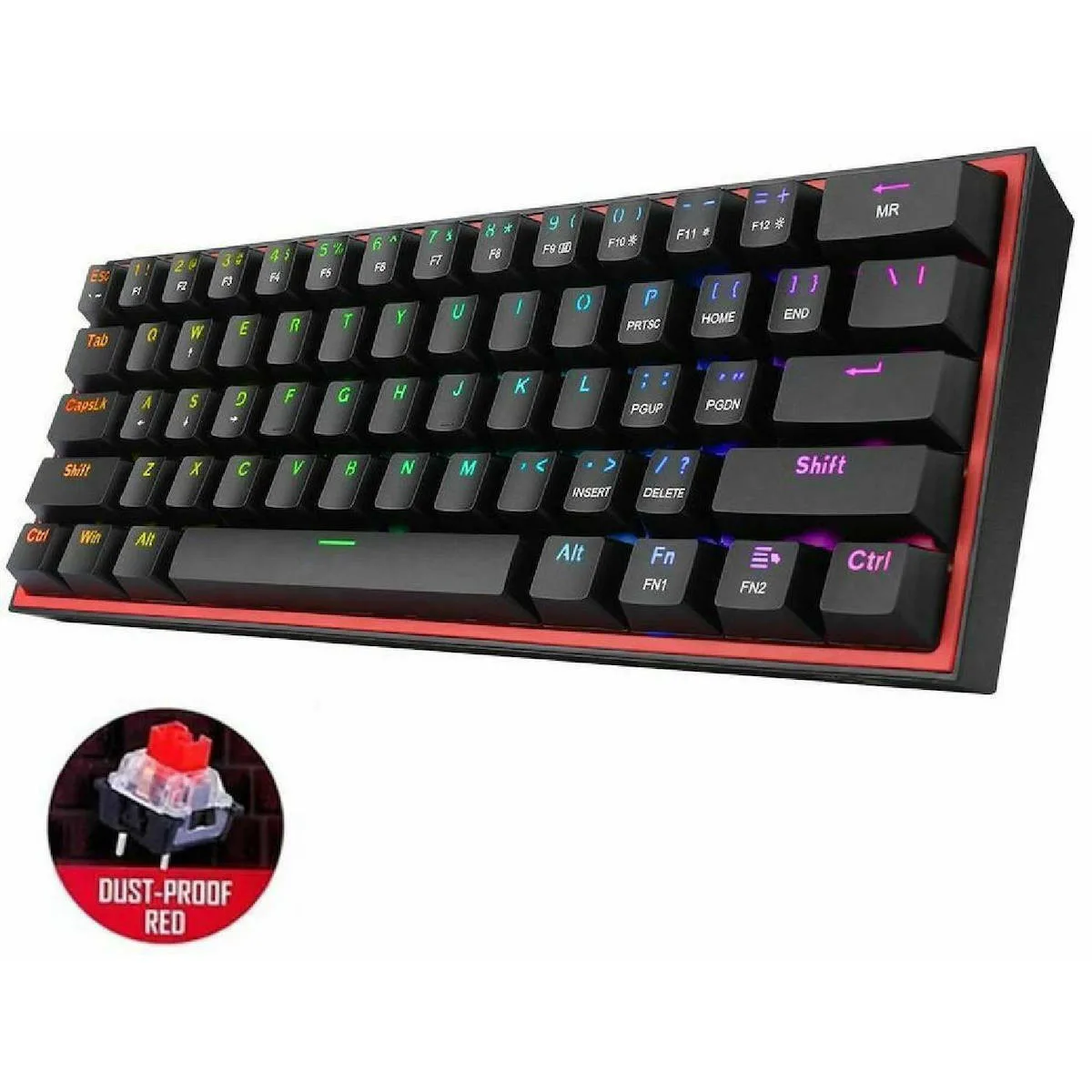 Redragon K616 RGB Fizz Pro Ασύρματο Gaming Μηχανικό Πληκτρολόγιο Tenkeyless με Custom Red διακόπτες και RGB φωτισμό (Αγγλικό US) - Image 1
