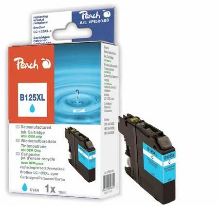 Peach Συμβατό Μελάνι Εκτυπωτή InkJet Brother LC-125XL 15ml Μπλε 1τμχ PI500-88 - Image 1