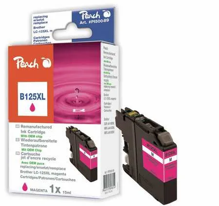 Peach Συμβατό Μελάνι Εκτυπωτή InkJet Brother LC-125XL 15ml Ματζέντα 1τμχ PI500-89 - Image 1