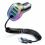 Joyroom JR-CL20 Φορτιστής Αυτοκινήτου 57W με Θύρες: 1xUSB 2xType-C μαζί με Καλώδιο Lightning Μαύρο Χρώμα