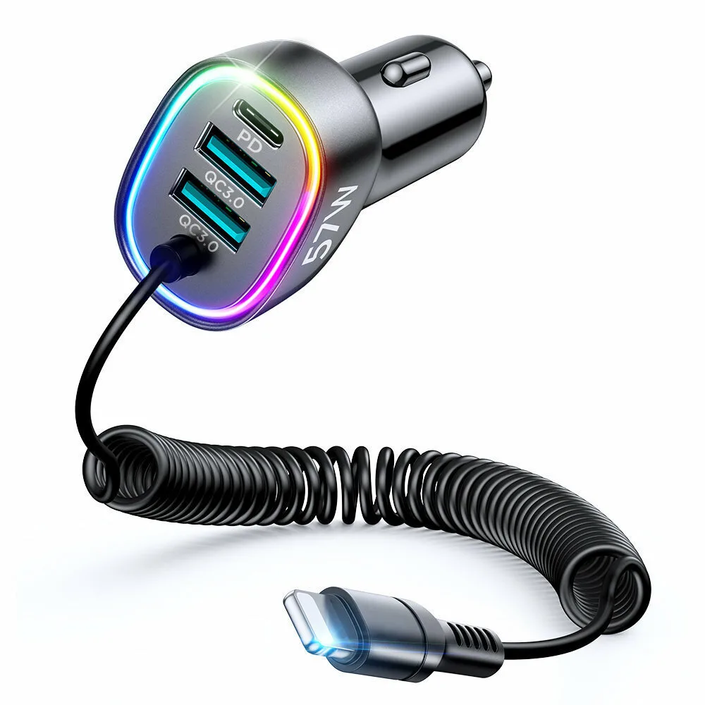 Joyroom JR-CL20 Φορτιστής Αυτοκινήτου 57W με Θύρες: 1xUSB 2xType-C μαζί με Καλώδιο Lightning Μαύρο Χρώμα - Image 1